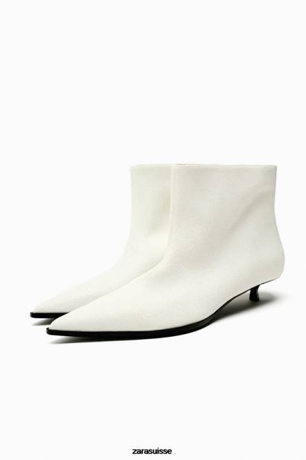 Zara chaussure P66V730 femmes bottines à petit talon blanc
