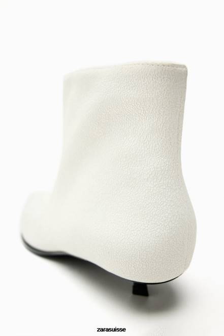 Zara chaussure P66V730 femmes bottines à petit talon blanc