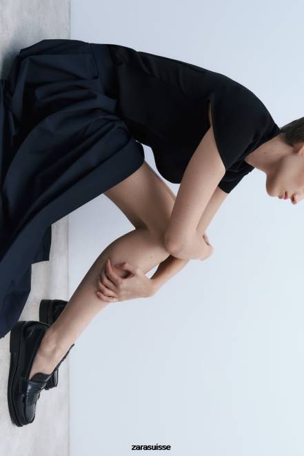 Zara chaussure P66V731 femmes mocassins plats à bordure en métal noir