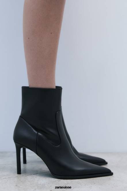 Zara chaussure P66V732 femmes bottines à talons et bout pointu noir