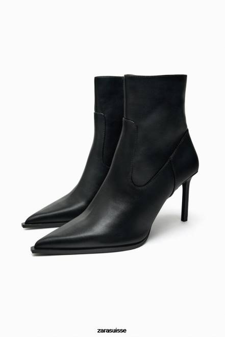 Zara chaussure P66V732 femmes bottines à talons et bout pointu noir