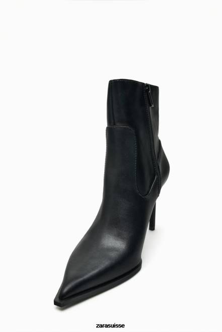 Zara chaussure P66V732 femmes bottines à talons et bout pointu noir