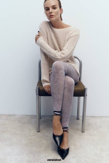 Zara chaussure P66V737 femmes chaussures à lacets et talons ouverts noir