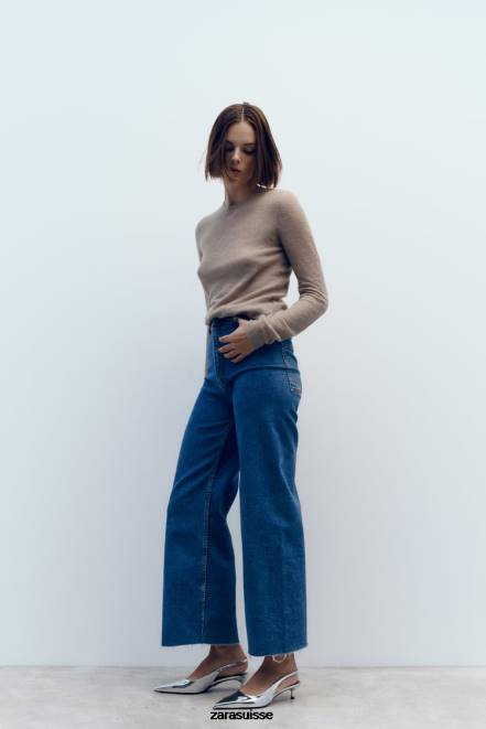 Zara chaussure P66V738 femmes talons chaton à bride arrière argent