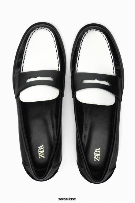 Zara chaussure P66V739 femmes mocassins contrastés deux tons