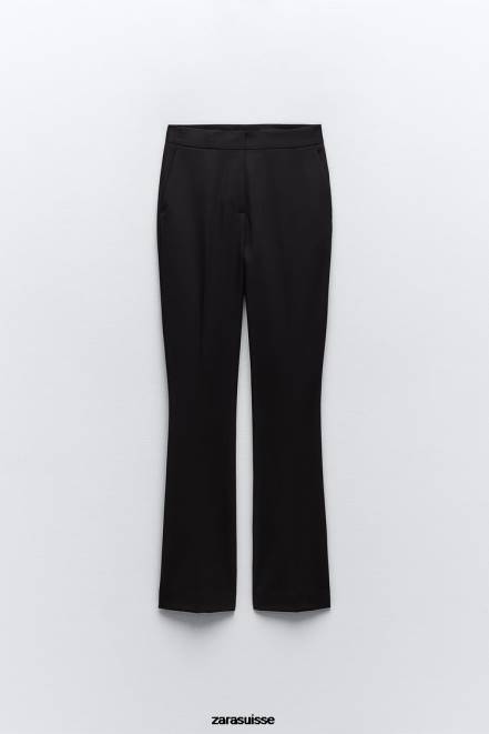 Zara vêtements P66V880 femmes pantalon évasé sur toute la longueur noir