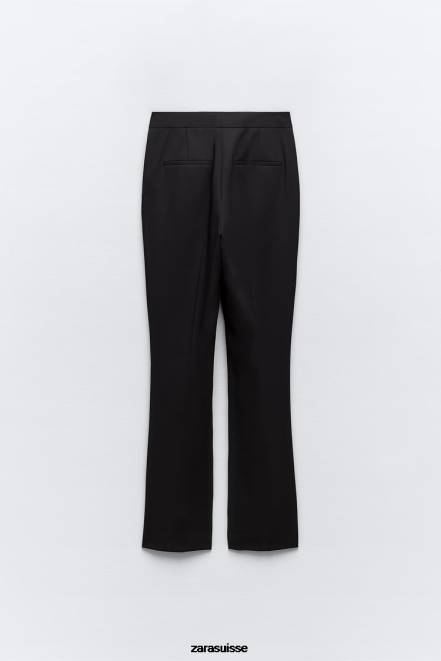 Zara vêtements P66V880 femmes pantalon évasé sur toute la longueur noir