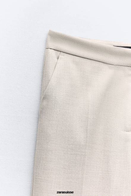 Zara vêtements P66V883 femmes pantalon droit gris/beige