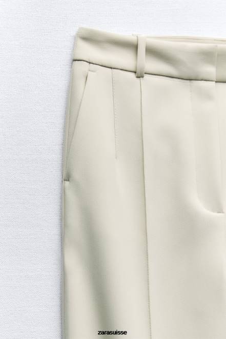 Zara vêtements P66V886 femmes pantalon slim taille haute écru
