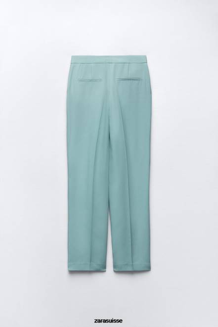Zara vêtements P66V890 femmes pantalon droit bleu/acier
