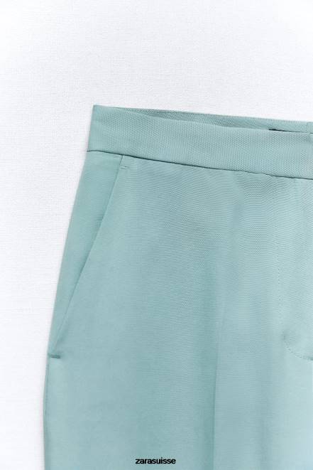 Zara vêtements P66V890 femmes pantalon droit bleu/acier