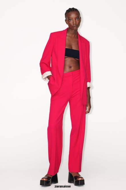 Zara vêtements P66V900 femmes blazer imprimé à poignets fuchsia