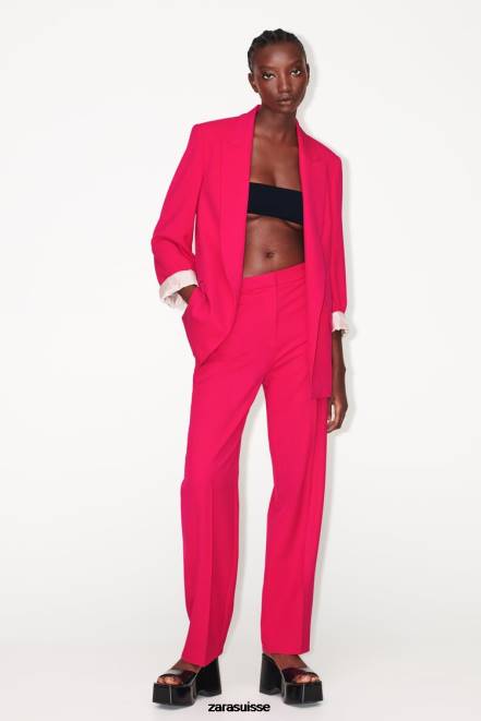 Zara vêtements P66V901 femmes pantalon droit fuchsia