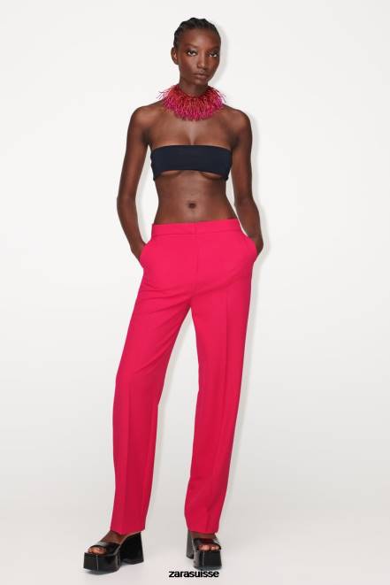 Zara vêtements P66V901 femmes pantalon droit fuchsia