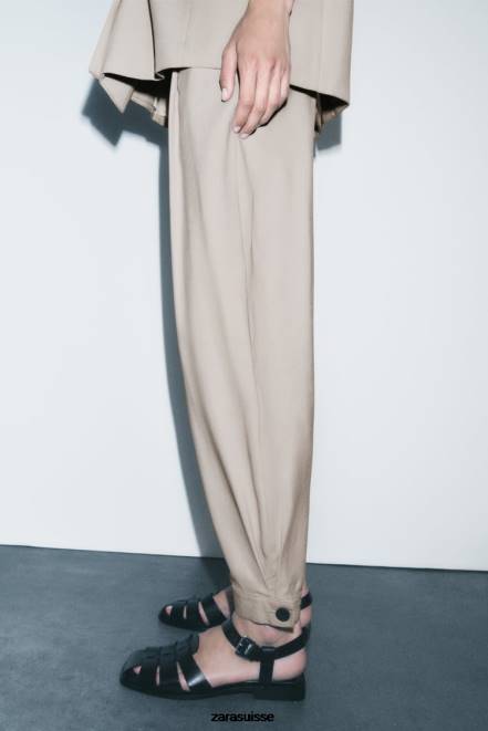 Zara vêtements P66V903 femmes pantalon fuselé sable