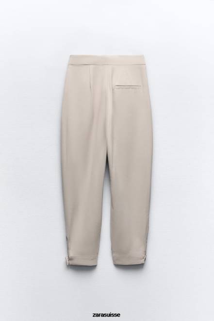 Zara vêtements P66V903 femmes pantalon fuselé sable
