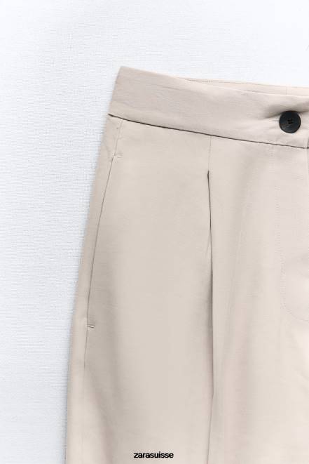Zara vêtements P66V903 femmes pantalon fuselé sable