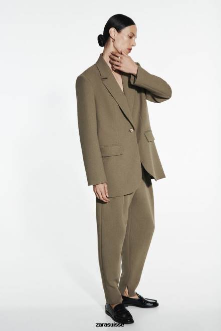 Zara vêtements P66V905 femmes pantalon marteau kaki