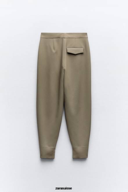 Zara vêtements P66V905 femmes pantalon marteau kaki