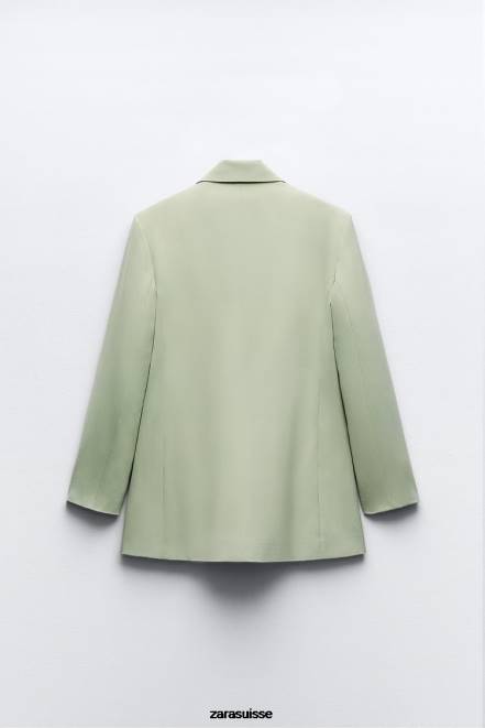 Zara vêtements P66V908 femmes blazer coupe droite vert clair