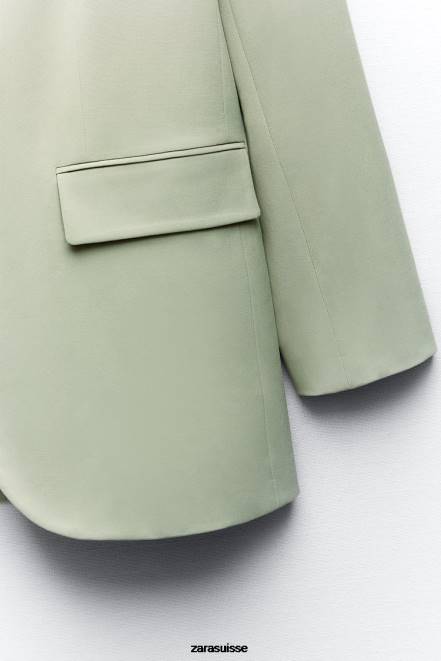 Zara vêtements P66V908 femmes blazer coupe droite vert clair