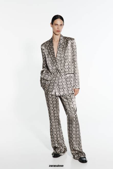 Zara vêtements P66V910 femmes blazer fluide à imprimé animal serpent