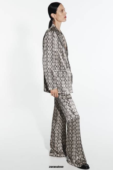 Zara vêtements P66V910 femmes blazer fluide à imprimé animal serpent