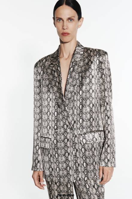 Zara vêtements P66V910 femmes blazer fluide à imprimé animal serpent