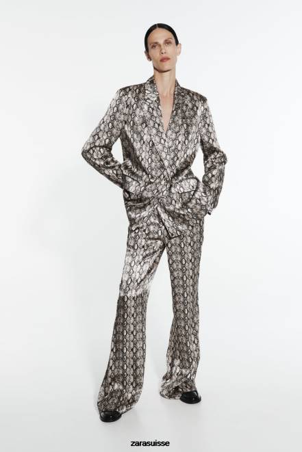 Zara vêtements P66V910 femmes blazer fluide à imprimé animal serpent