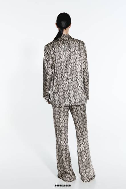 Zara vêtements P66V910 femmes blazer fluide à imprimé animal serpent