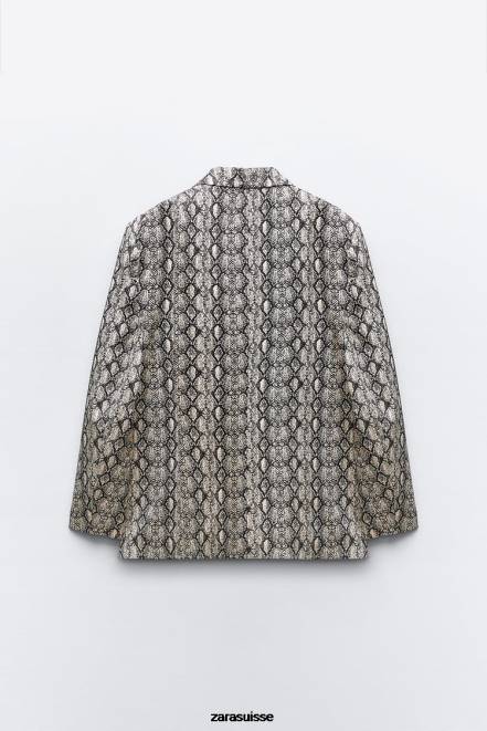 Zara vêtements P66V910 femmes blazer fluide à imprimé animal serpent