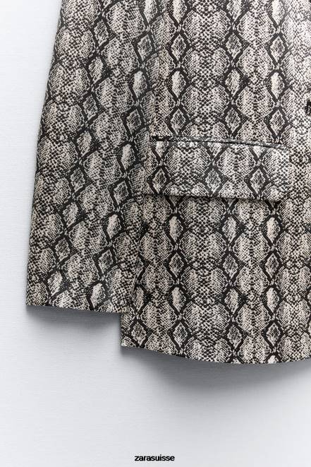 Zara vêtements P66V910 femmes blazer fluide à imprimé animal serpent