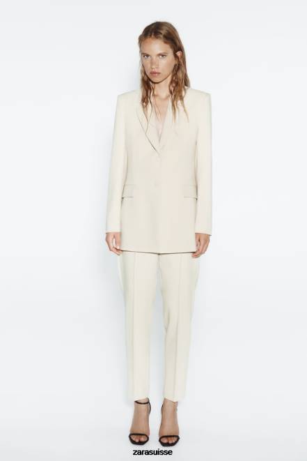Zara vêtements P66V914 femmes blazer à double boutonnage écru