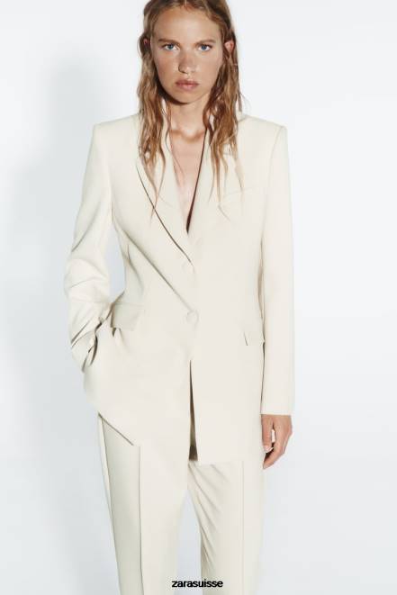 Zara vêtements P66V914 femmes blazer à double boutonnage écru