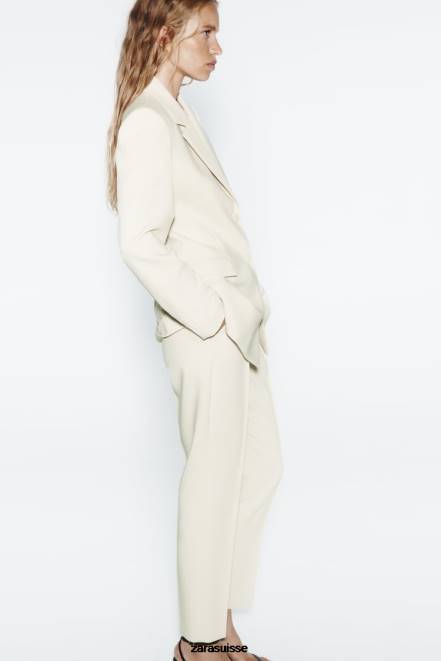 Zara vêtements P66V914 femmes blazer à double boutonnage écru