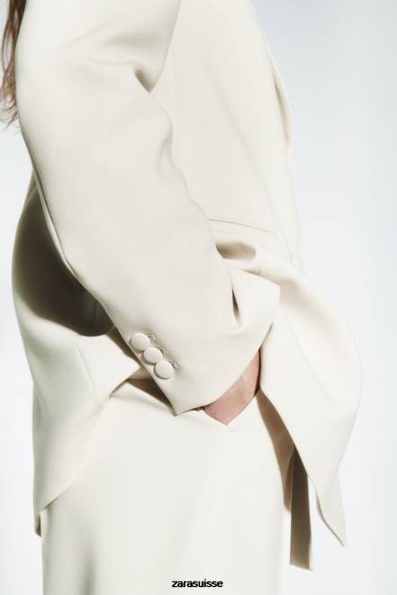 Zara vêtements P66V914 femmes blazer à double boutonnage écru
