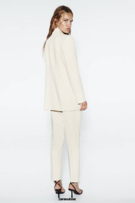 Zara vêtements P66V914 femmes blazer à double boutonnage écru