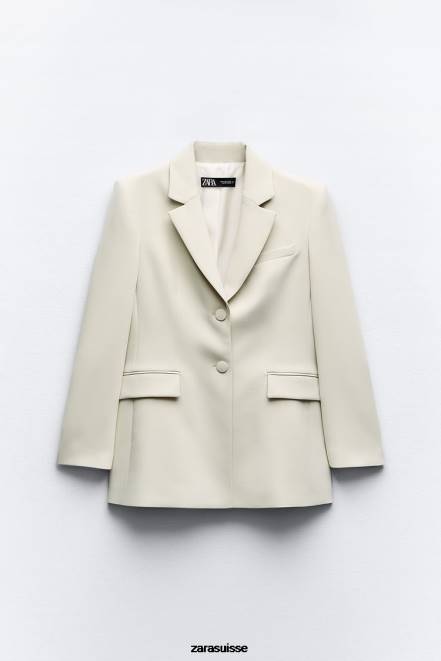 Zara vêtements P66V914 femmes blazer à double boutonnage écru