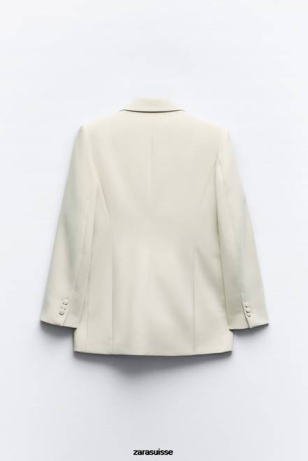 Zara vêtements P66V914 femmes blazer à double boutonnage écru