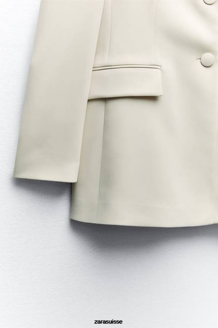 Zara vêtements P66V914 femmes blazer à double boutonnage écru