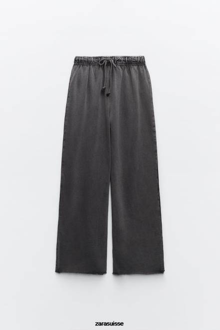 Zara vêtements P66V929 femmes pantalon effet délavé bleu-gris
