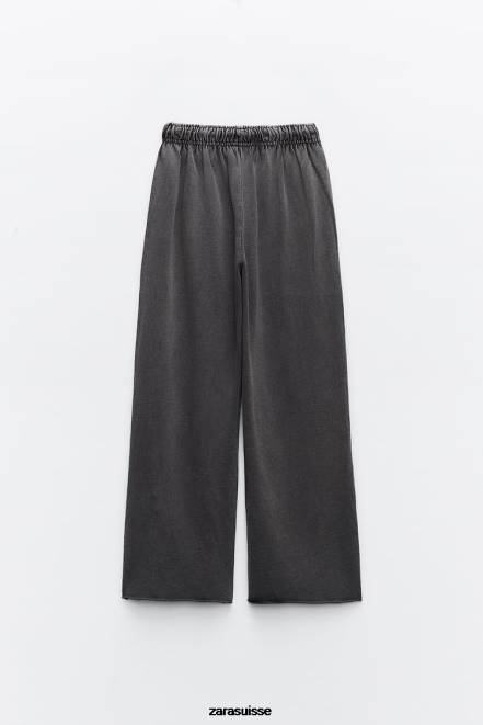 Zara vêtements P66V929 femmes pantalon effet délavé bleu-gris