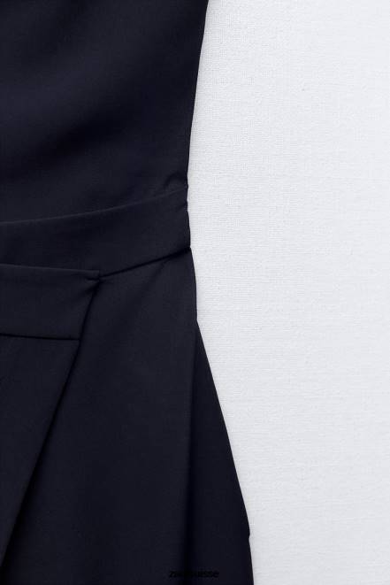 Zara vêtements P66V225 femmes combinaison pantalon longue paréo bleu marine