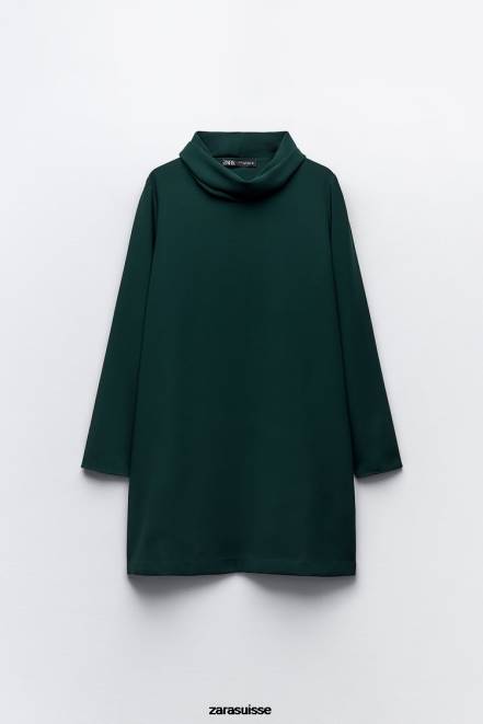 Zara vêtements P66V233 femmes robe courte vert bleu