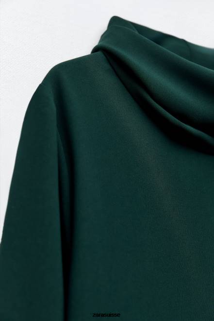 Zara vêtements P66V233 femmes robe courte vert bleu