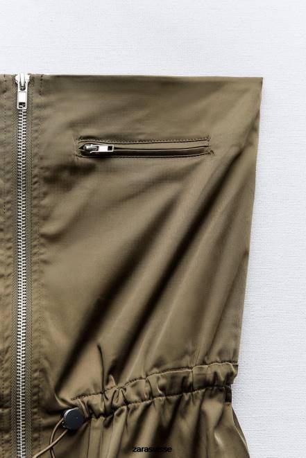 Zara vêtements P66V240 femmes robe bustier kaki foncé