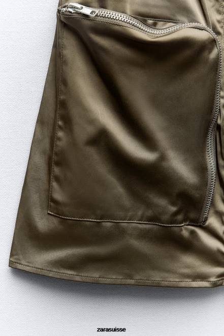 Zara vêtements P66V240 femmes robe bustier kaki foncé