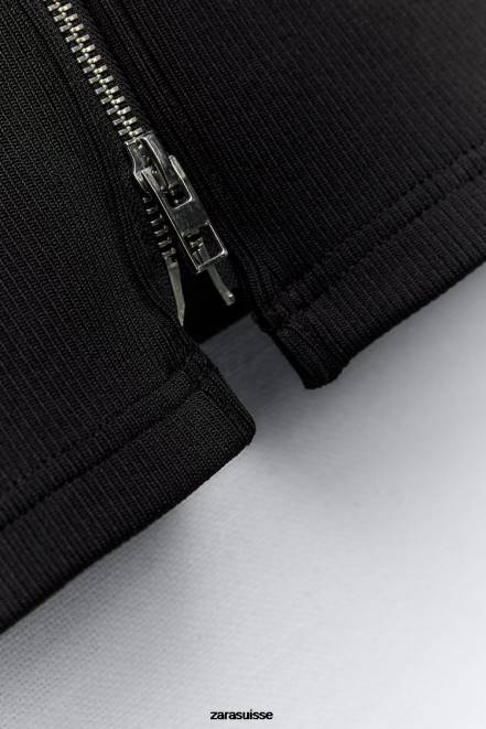 Zara vêtements P66V241 femmes robe courte bomber noir