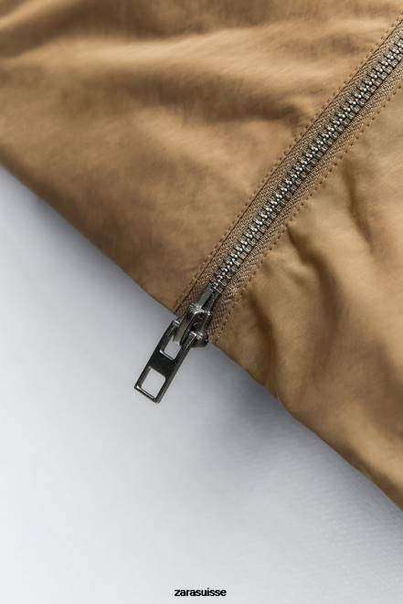 Zara vêtements P66V242 femmes robe courte bomber olive verte