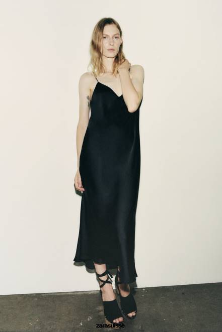 Zara vêtements P66V833 femmes robe à enfiler noir